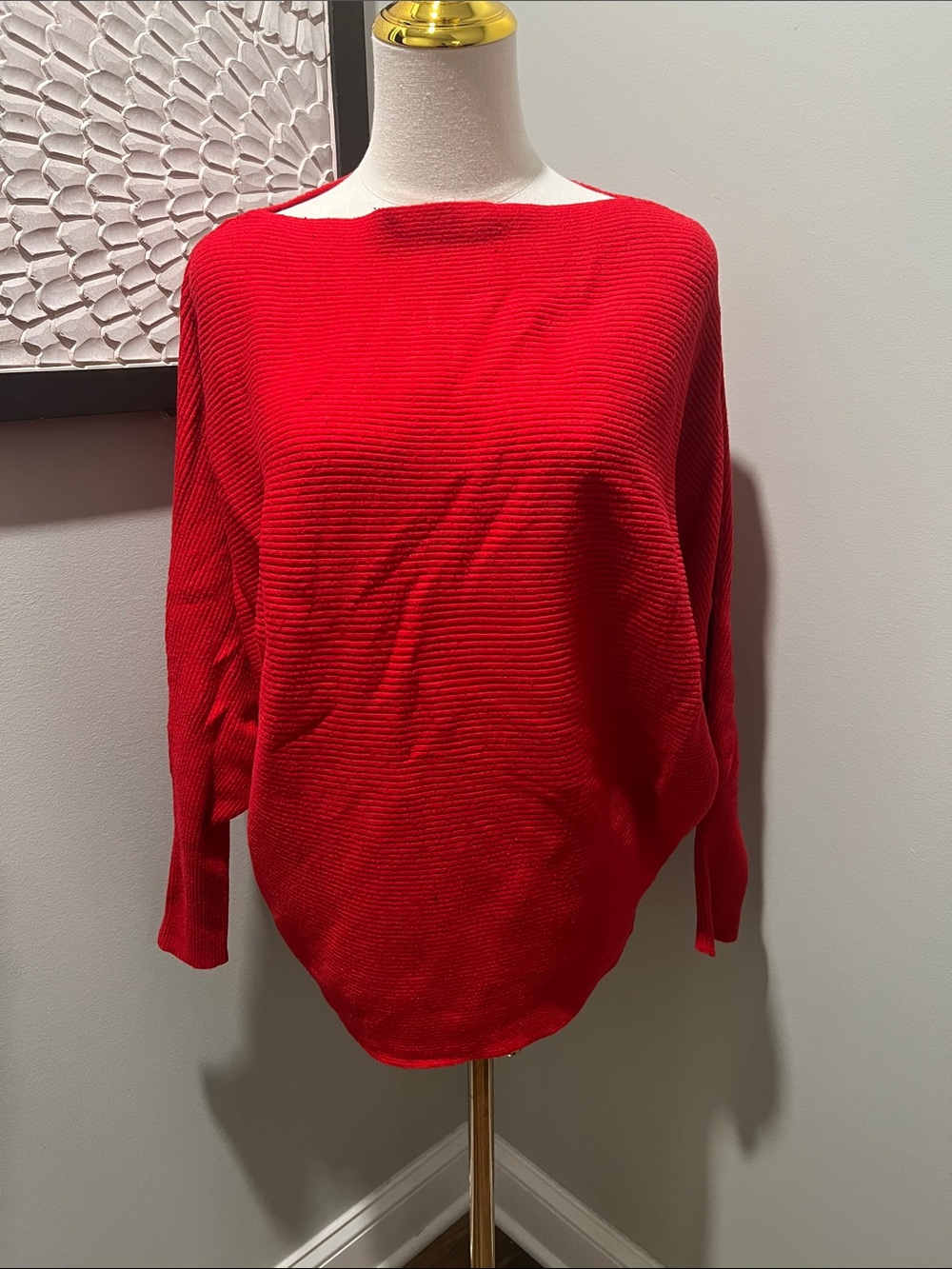 Philosophy Bright Red Ribbed Boatneck Sweater
